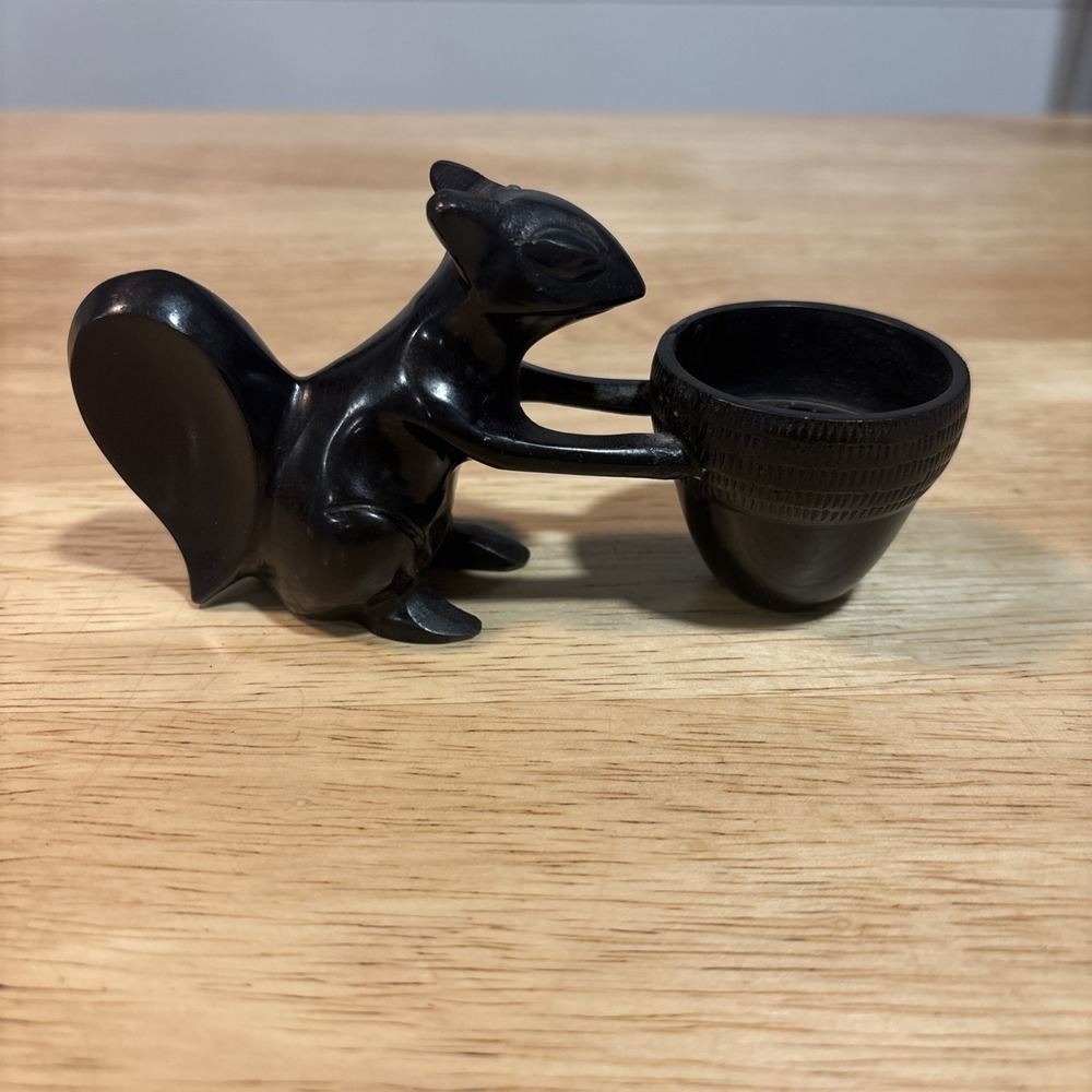 Crate & Barrel Black Metal Squirrel with Acorn Votive Candle Holder